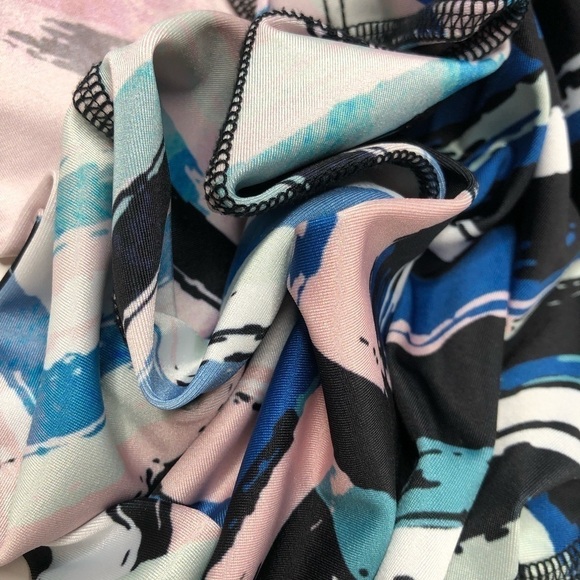 Beyond Yoga Chevron Blush Pink Blue Mint Black Watercolor Stripe Midi Leggings - Picture 11 of 15